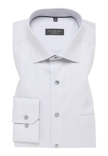 Eterna shirt COMFORT FIT STRUCTURE grey with Classic Kent collar in classic cut