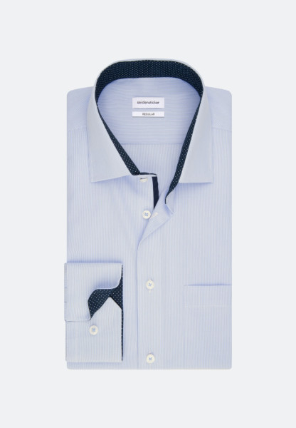 Seidensticker Hemd REGULAR FIT UNI POPELINE hellblau mit Business Kent Kragen in klassischer Schnitt