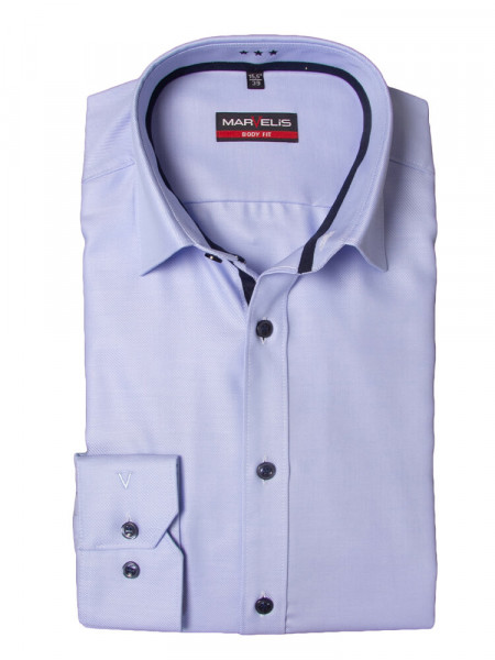 Camisa Marvelis BODY FIT TWILL azul claro con cuello New York Kent de corte estrecho