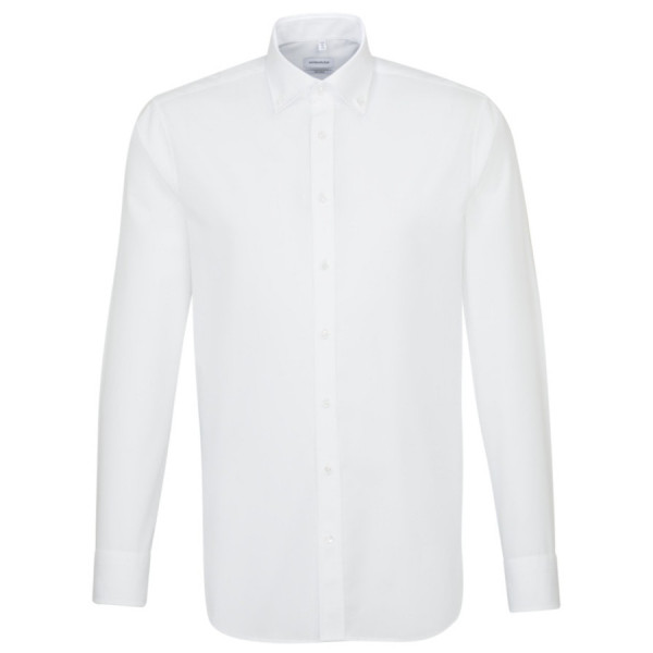 Camisa Seidensticker SHAPED UNI POPELINE blanco con cuello Button Down de corte moderno