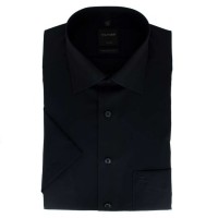 Camisa OLYMP Luxor modern fit UNI POPELINE negro con cuello Nuevo Kent de corte moderno