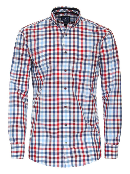Redmond overhemd REGULAR FIT DOBBY rood met Button Down-kraag in klassieke snit