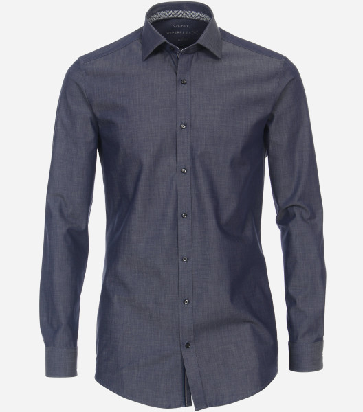 Venti shirt BODY FIT HYPERFLEX dark blue with Kent collar in narrow cut