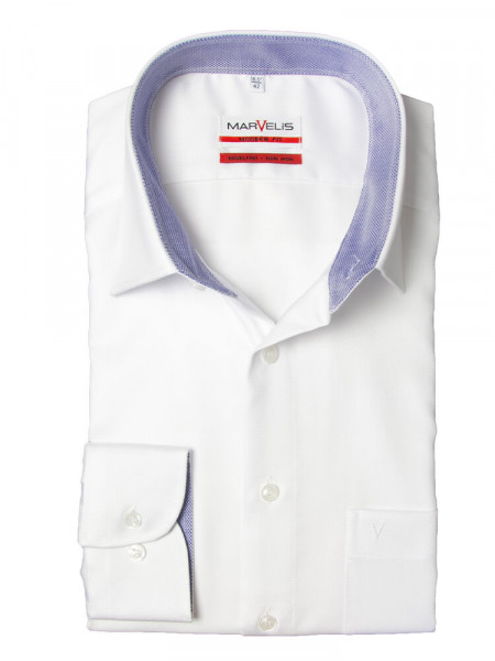 Camicia Marvelis MODERN FIT STRUTTURA bianco con Nuovo Kent collar in taglio moderno