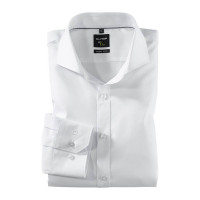 Camisa OLYMP No. Six super slim UNI POPELINE blanco con cuello Seccionado de corte súper estrecho