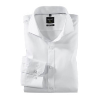 Camicia OLYMP No. Six super slim UNI POPELINE bianco con Spaccato  collar in taglio super stretta