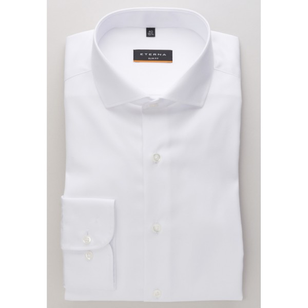 Camisa Eterna SLIM FIT TWILL blanco con cuello Seccionado de corte estrecho