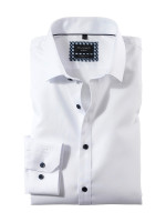 Camisa Olymp NO. SIX UNI POPELINE blanco con cuello Kent moderno de corte súper estrecho
