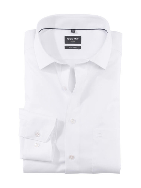 Camisa Olymp MODERN FIT FAUX UNI blanco con cuello Global Kent de corte moderno