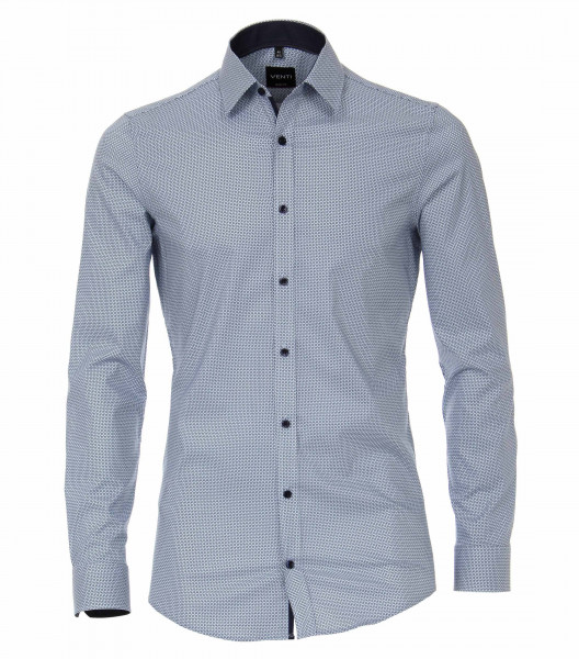 Venti Hemd BODY FIT PRINT hellblau mit Kent Kragen in schmaler Schnittform