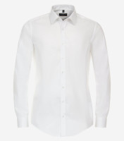 Camisa Redmond SLIM FIT UNI POPELINE blanco con cuello Kent de corte estrecho