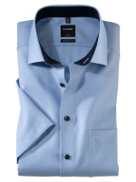 OLYMP overhemd MODERN FIT STRUCTUUR lichtblauw met Global Kent-kraag in moderne snit