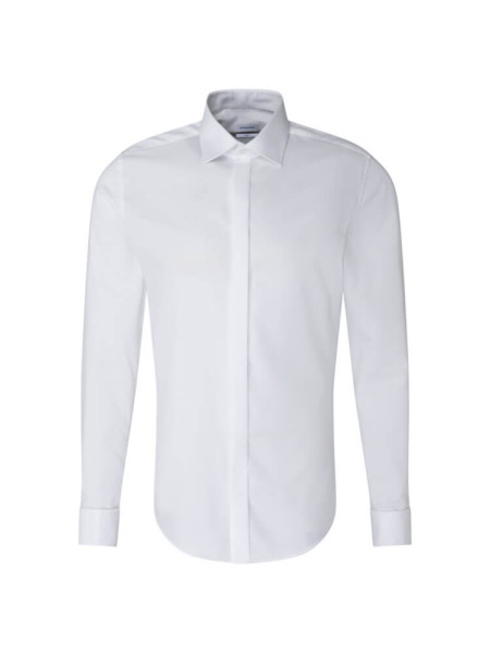 Chemise Seidensticker SLIM STRUCTURE blanc avec col Business Kent en coupe étroite