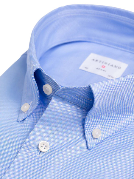 ARTIGIANO Regular Fit Hemd Hellblau Button-Down Fein Oxford