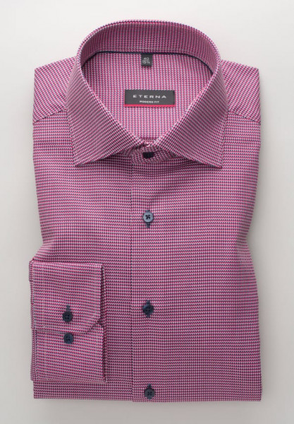 Eterna Hemd MODERN FIT STRUKTUR rot mit Classic Kent Kragen in moderner Schnittform