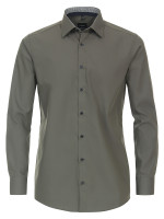 Camisa Venti MODERN FIT UNI POPELINE verde con cuello Kent de corte moderno