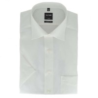 Camisa OLYMP Luxor modern fit UNI POPELINE beige con cuello Nuevo Kent de corte moderno