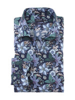 Olymp overhemd MODERN FIT PRINT donkerblauw met Global Kent-kraag in moderne snit