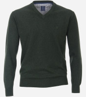 Redmond sweater REGULAR FIT KNITTED green with V-neck collar in classic cut