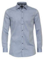 Camicia Venti BODY FIT STRUTTURA blu medio con Kent collar in taglio moderno