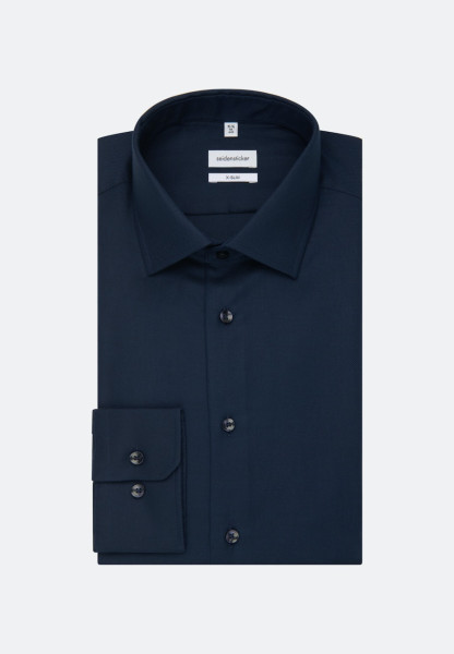 Camisa Seidensticker EXTRA SLIM ESTRUCTURA azul oscuro con cuello Business Kent de corte súper estrecho