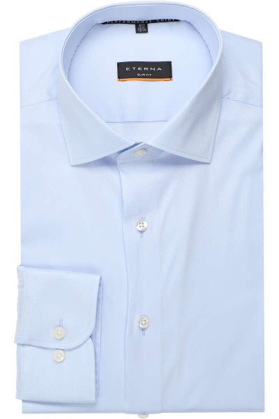 Eterna Hemd SLIM FIT UNI STRETCH hellblau mit Classic Kent Kragen in schmaler Schnittform
