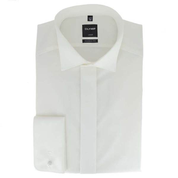 Camicia OLYMP Luxor soirée modern fit UNI POPELINE beige con Ala collar in taglio moderno