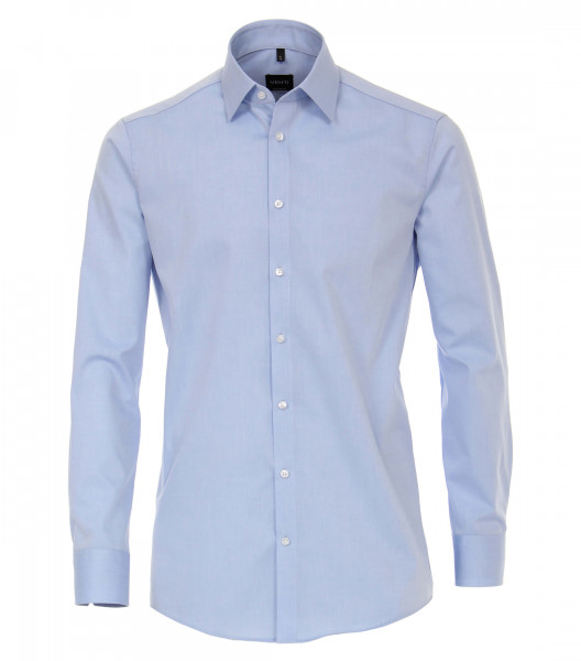 Camisa Venti MODERN FIT UNI POPELINE azul claro con cuello Kent de corte moderno