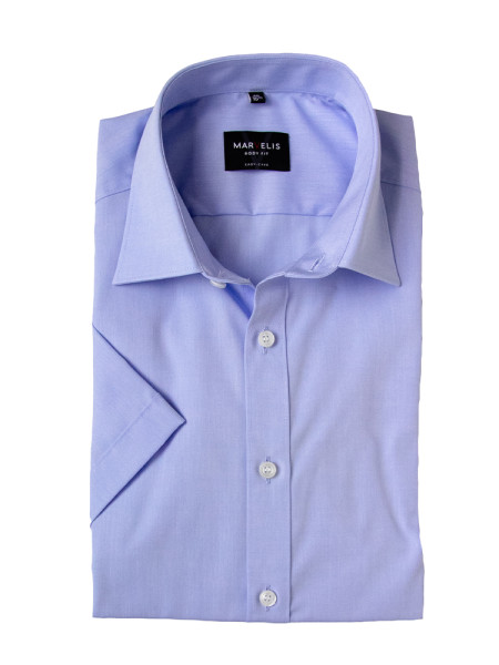 Camisa Marvelis BODY FIT UNI POPELINE azul claro con cuello New York Kent de corte estrecho