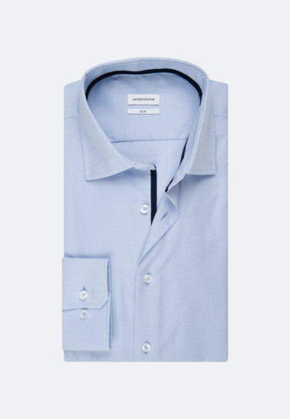 Camisa Seidensticker SLIM FIT ESTRUCTURA azul claro con cuello Business Kent de corte estrecho