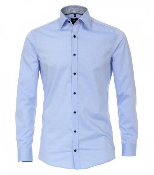 Venti Hemd BODY FIT UNI POPELINE hellblau mit Kent Kragen in schmaler Schnittform