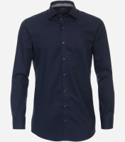 Camisa Venti MODERN FIT HYPERFLEX azul oscuro con cuello Kent de corte moderno