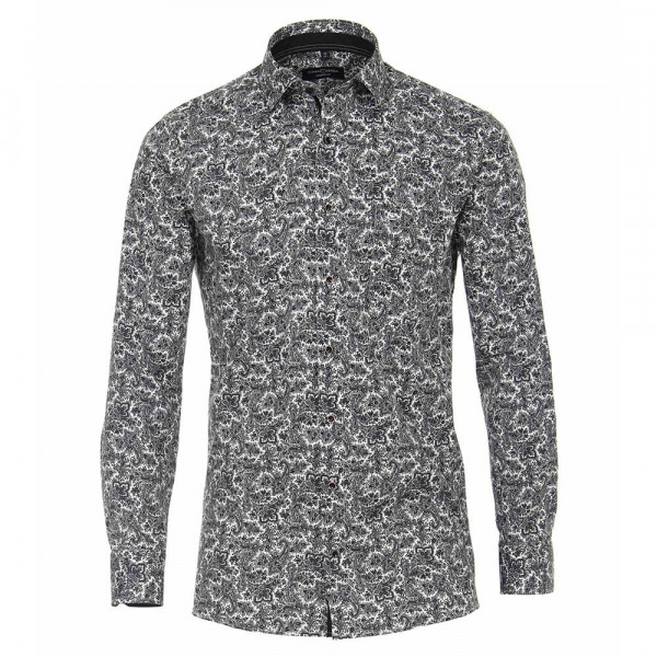 CASAMODA Hemd MODERN FIT PRINT anthrazit mit Kent Kragen in moderner Schnittform