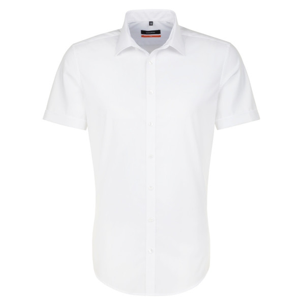 Seidensticker SLIM FIT shirt UNI POPELINE white with Business Kent collar in narrow cut