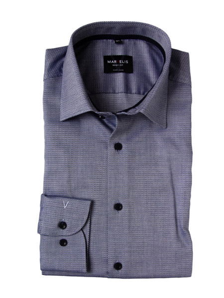 Camisa Marvelis BODY FIT ESTRUCTURA azul oscuro con cuello New York Kent de corte estrecho