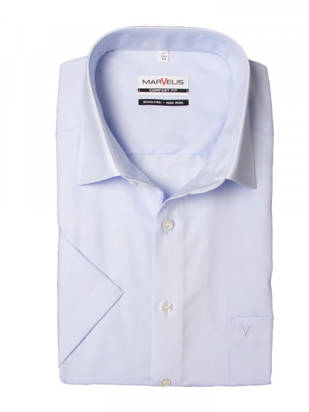 Marvelis COMFORT FIT Hemd UNI POPELINE hellblau mit New Kent Kragen in klassischer Schnittform