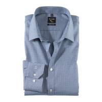 OLYMP No. Six super slim overhemd FAUX UNI donkerblauw met Urban Kentkraag in super smalle snit