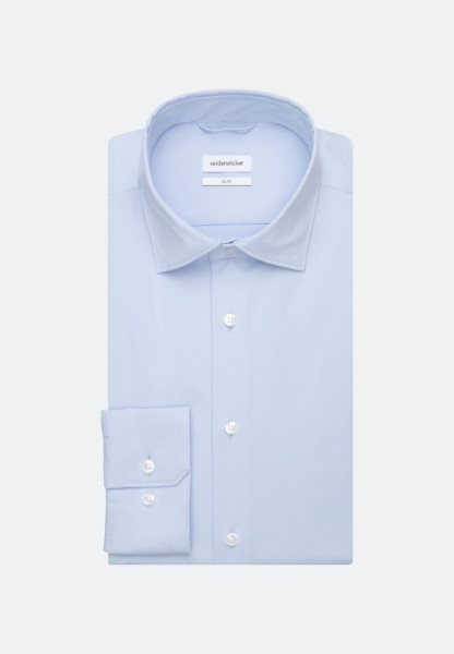 Seidensticker shirt SLIM FIT UNI STRETCH light blue with Kent collar in narrow cut