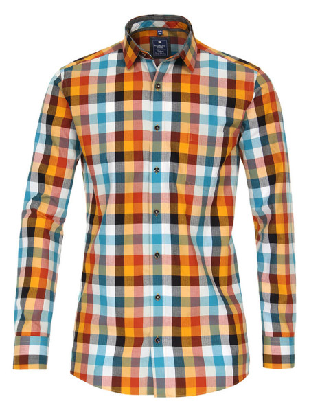 Redmond Hemd REGULAR FIT TWILL orange mit Button Down Kragen in klassischer Schnittform