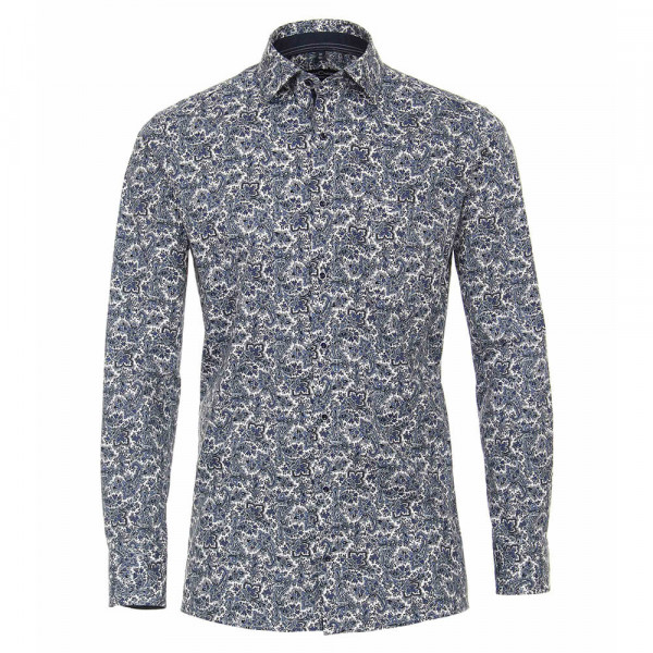 CASAMODA Hemd MODERN FIT PRINT dunkelblau mit Kent Kragen in moderner Schnittform