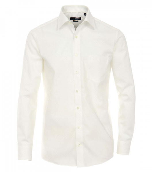 Camicia CASAMODA COMFORT FIT UNI POPELINE beige con Kent collar in taglio classico