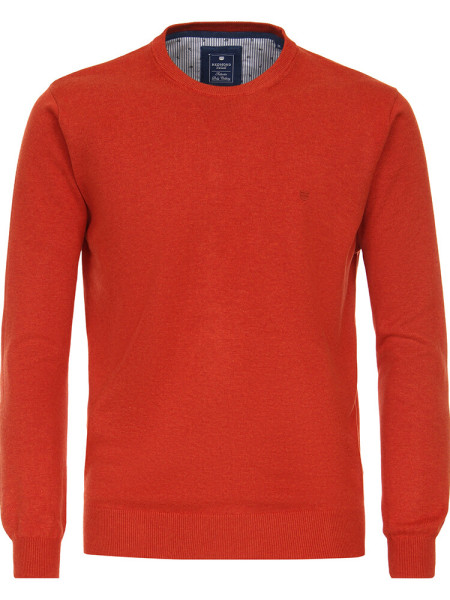 Redmond Pullover REGULAR FIT MELANGE rot mit Rundhals Kragen in klassischer Schnittform