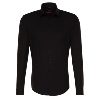 Camisa Seidensticker SLIM FIT UNI POPELINE negro con cuello Business Kent de corte estrecho