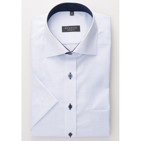 Eterna shirt COMFORT FIT STRUCTURE light blue with Classic Kent collar in classic cut