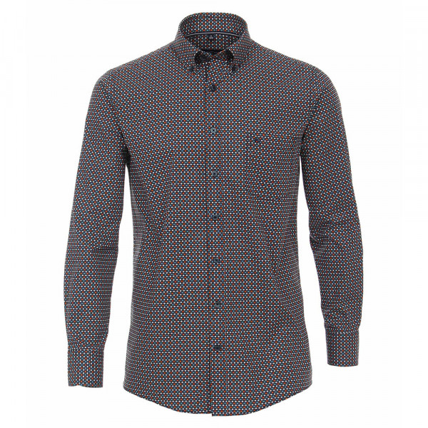 CASAMODA Hemd COMFORT FIT UNI POPELINE mittelblau mit Button Down Kragen in klassischer Schnittform