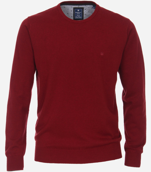 Redmond sweater REGULAR FIT KNITTED red with Round neck collar in classic cut