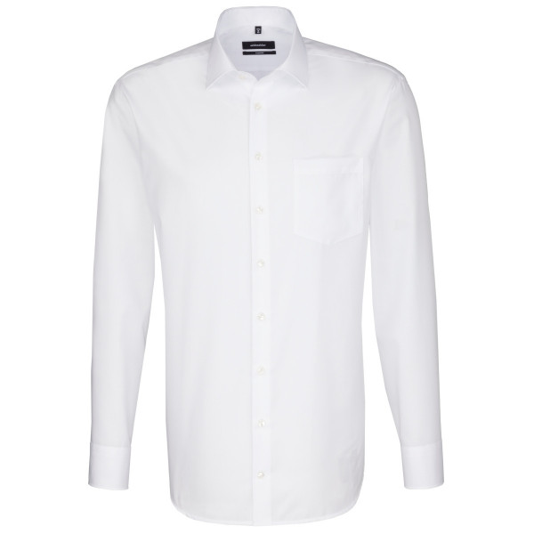 Camicia Seidensticker COMFORT UNI POPELINE bianco con Business Kent collar in taglio classico