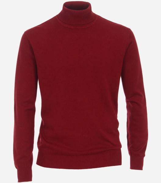 Redmond Jumper REGULAR FIT BREI rood met Coltrui-kraag in klassieke snit