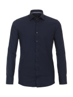 Chemise Venti MODERN FIT STRUCTURE bleu foncé avec col Kent en coupe moderne