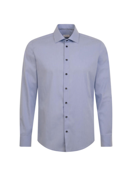 Chemise Seidensticker SLIM STRUCTURE bleu clair avec col Business Kent en coupe étroite